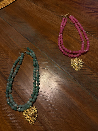 Corazon Sagrado Beaded Double Cadenita